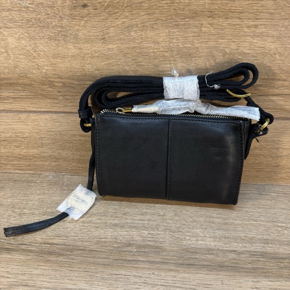 Margot Aiden Wallet On The String Black Leather Crossbody Phone Card Holder - Picture 4 of 10